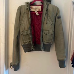 Abercrombie & Fitch Twill Bomber Size S-Olive Green Distressed Look